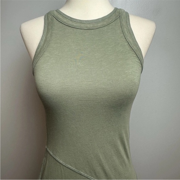 Aerie Tank Asymmetric Midi Dress Green Fit & Flare Cotton Blend Size XS 2024 - Picture 2 of 13
